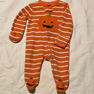 Carter's Orange and White Striped Pumpkin Footie